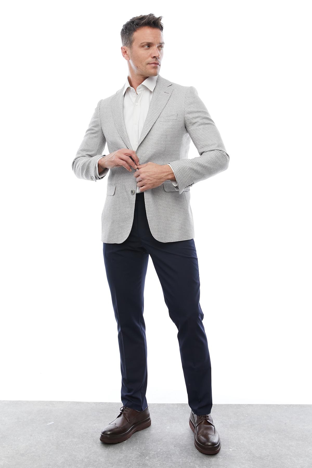 ژاکت مردانه خاکستری PAULMARK | 32161123741I اورجینال - تصویر 5