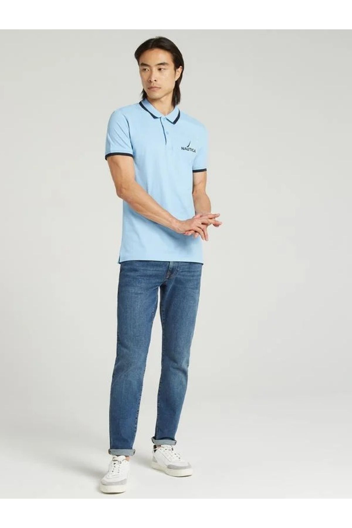 Nautica-MEN'S BLUE SLIM FIT SHORT SLEEVE POLO 3