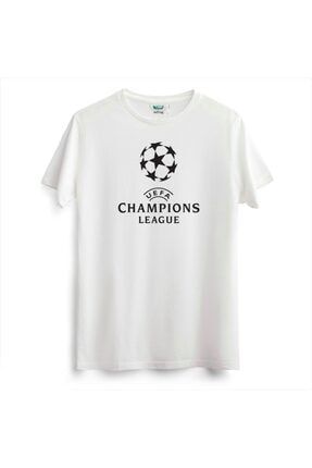 Beyaz Şampiyonlar Ligi Baskılı T-shirt Champions League