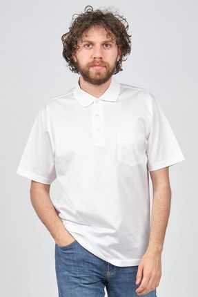 Erkek Beyaz Cep Detaylı Polo Yaka T-shirt 4849437 8148420179437