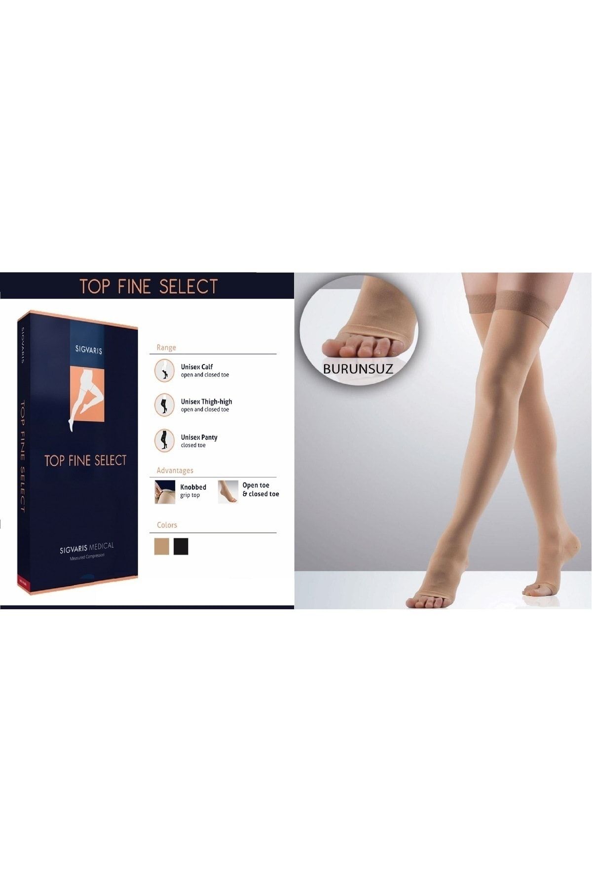 Sigvaris-Compression Stocking Tf Select over Knee Medium Pressure Skin Color Open Tip Medium Long 1