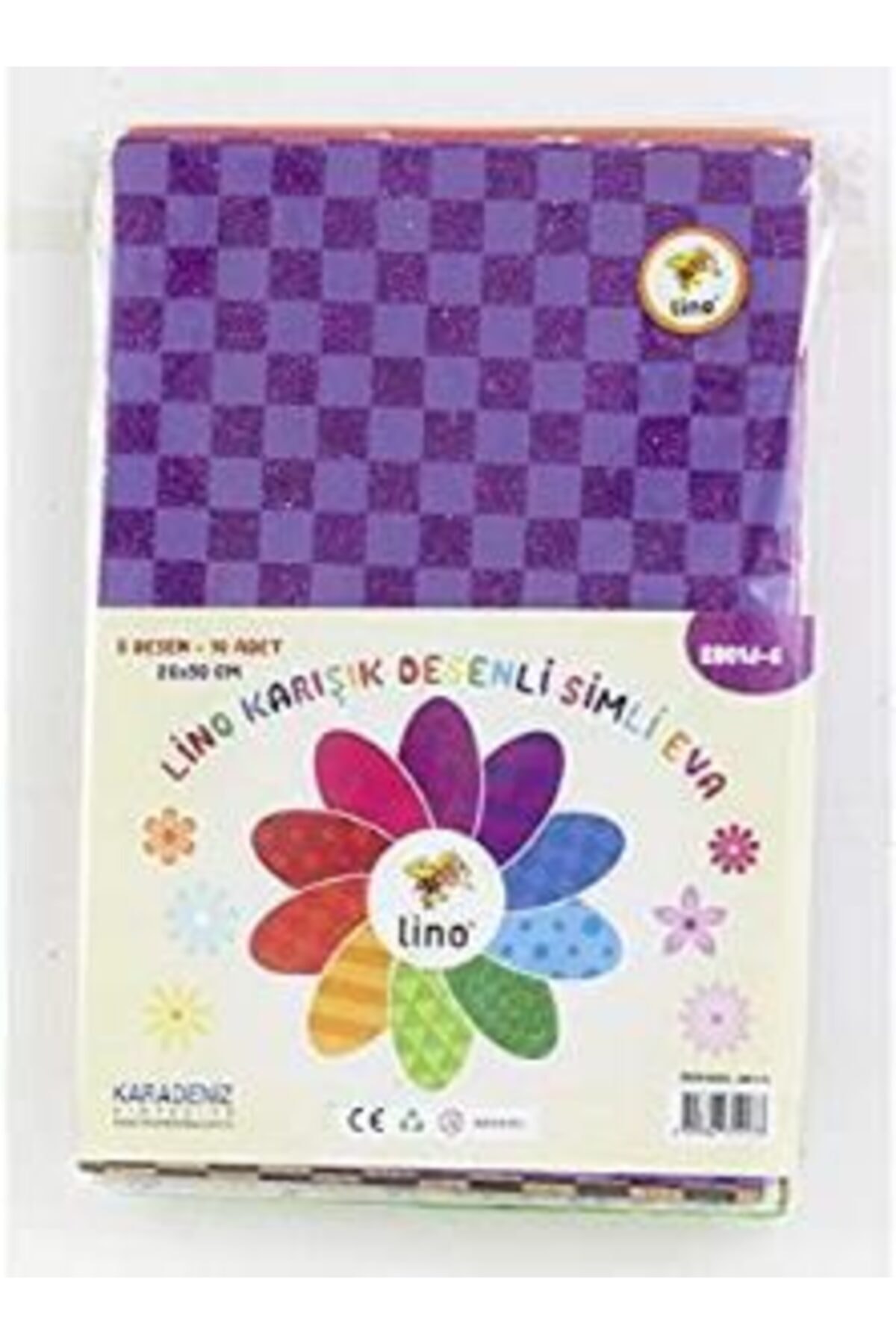 Elif Kırtasiye Lino Eva 20x30 Cm 10 Renk 2 Mm. Simli 5 Karışık Desenli