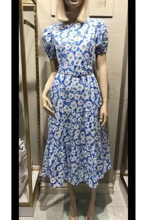 Kadın Mavi Çiçekli Elbise 2112206