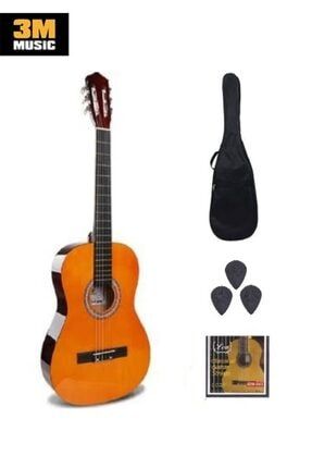 Klasik Gitar Naturel Renk 3m 4/4 Boy Doğal Nuturel Klasik Gitar Seti