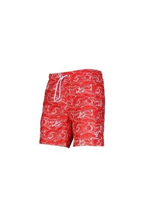 Erkek Kırmızı Desenli Casey Yüzme Deniz Şortu 950037