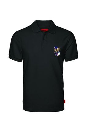 Erkek Siyah Nakışlı Polo Yaka T-shirt JFTPOLO