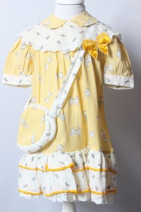 Srmt Kız Çocuk Çantalı Sarı Elbise 507 SRMT-507