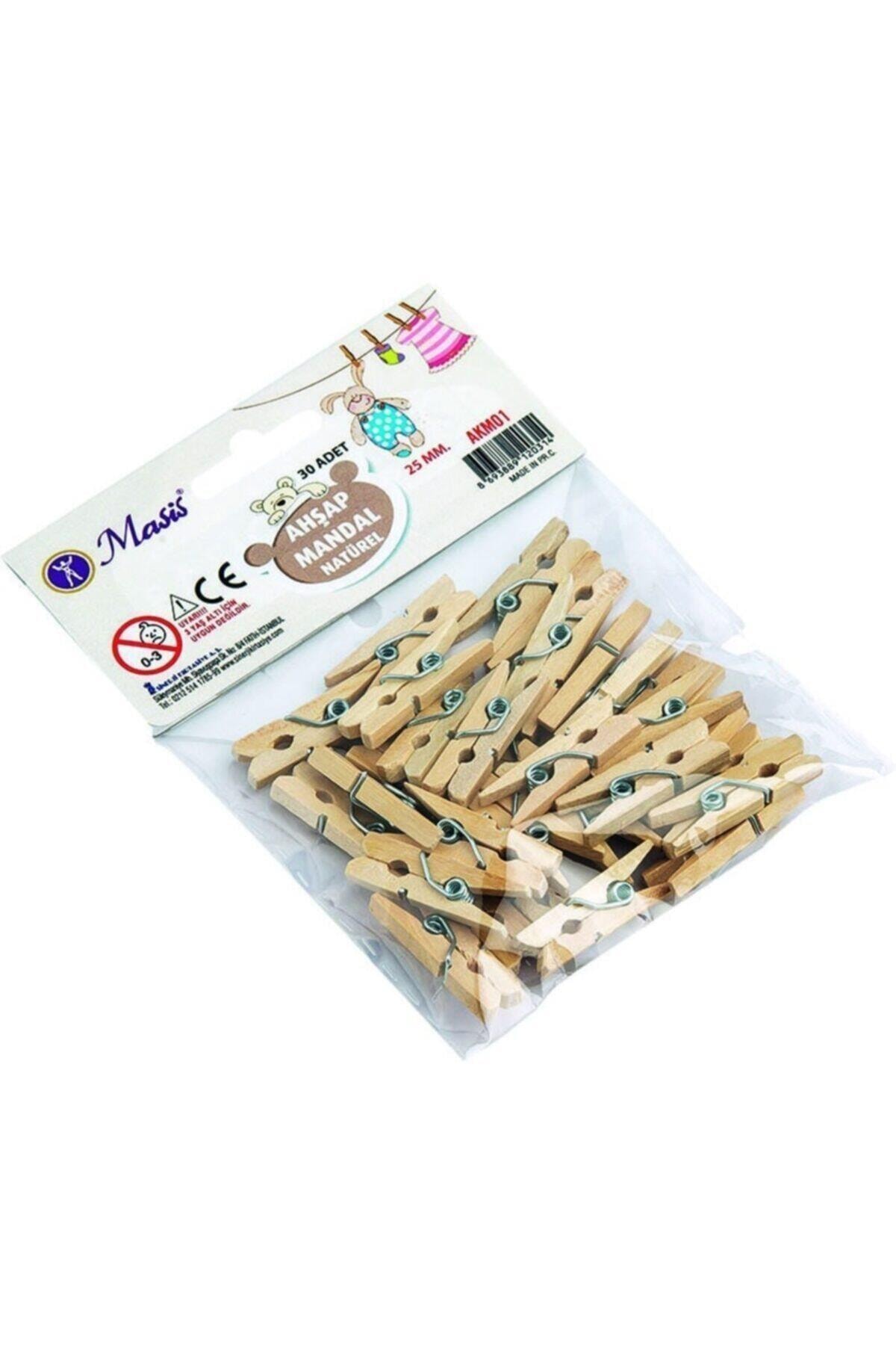 Masis Natural Mini Ahşap Mandal 25 Mm 30 Adet