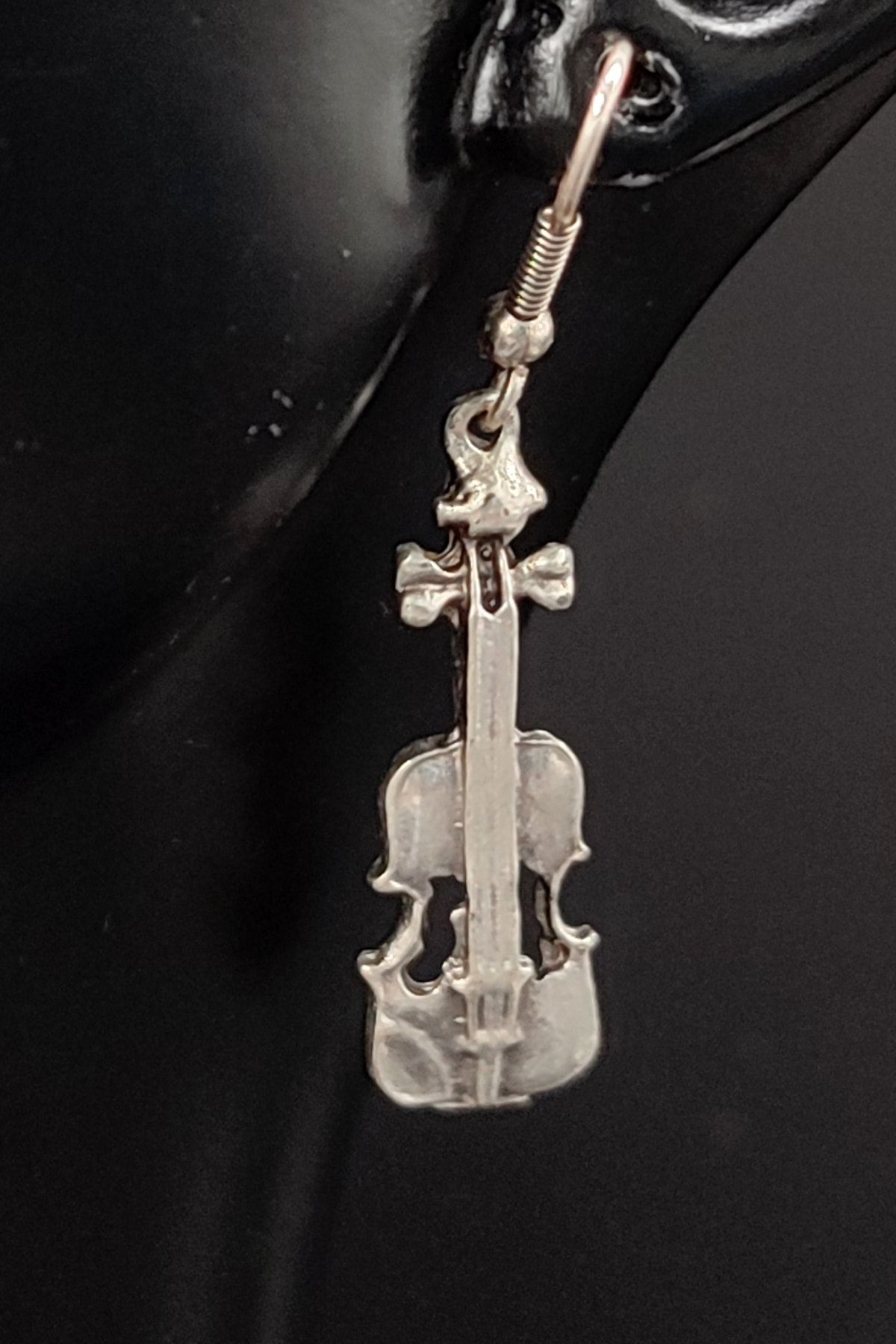 Violin earrings silver store