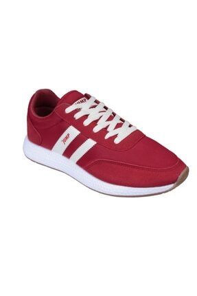 Erkek Kırmızı Beyaz Çizgili Comfort Taban Spor Ayakkabı YKA26396-2
