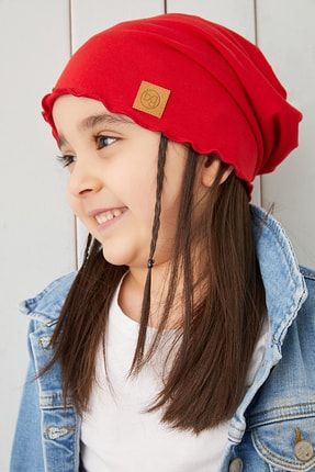 Kırmızı Kız Çocuk Bebek Şapka Bere Yumuşak %100 Pamuklu Penye Trend Seri BG850K15