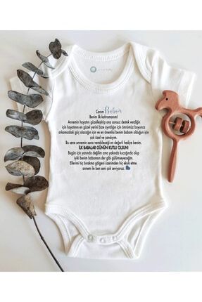 Ilk Babalar Günün Kutlu Olsun Babacığım Yazılı Kısa Kol Organik Bebek Body ilk babalar günü ks
