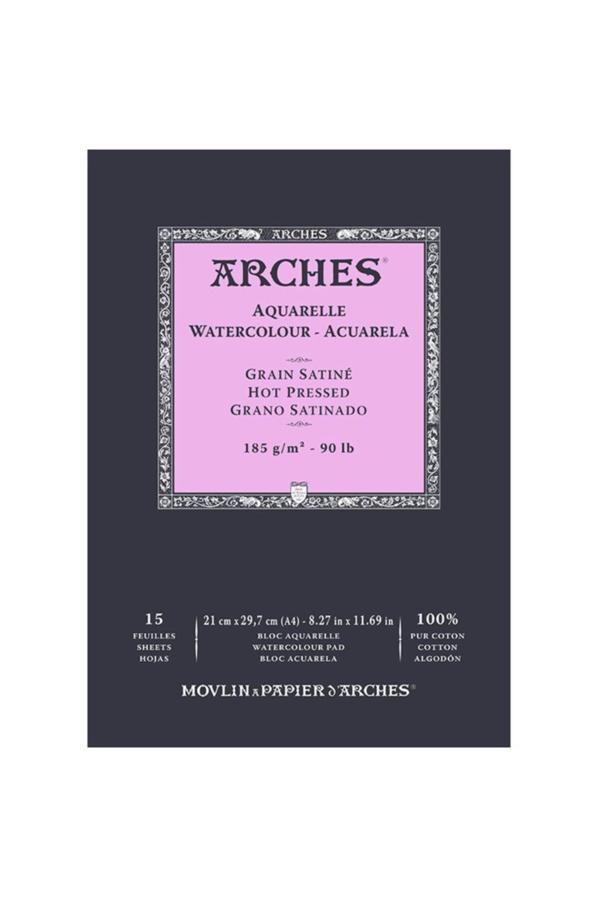 Arches-Water Color Block Notebook Hot Pressed 185g 15 Sheets 21x29.7 1