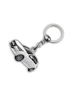 Beyaz Peugeot 208 Damla Baskılı Metal Otomobil Anahtarlığı - Krom Kaplamalı 100728P208BEYAZ