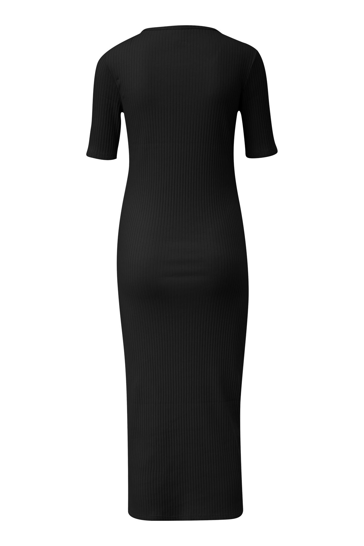 QS by s.Oliver-Women's Black Maxi Short Sleeve Round Collar Dress 2