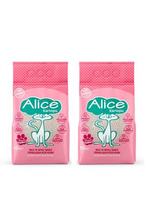 Alice Kartopu İnce ve Beyaz Taneli Pudra Kokulu Kedi Kumu 2x10 lt.