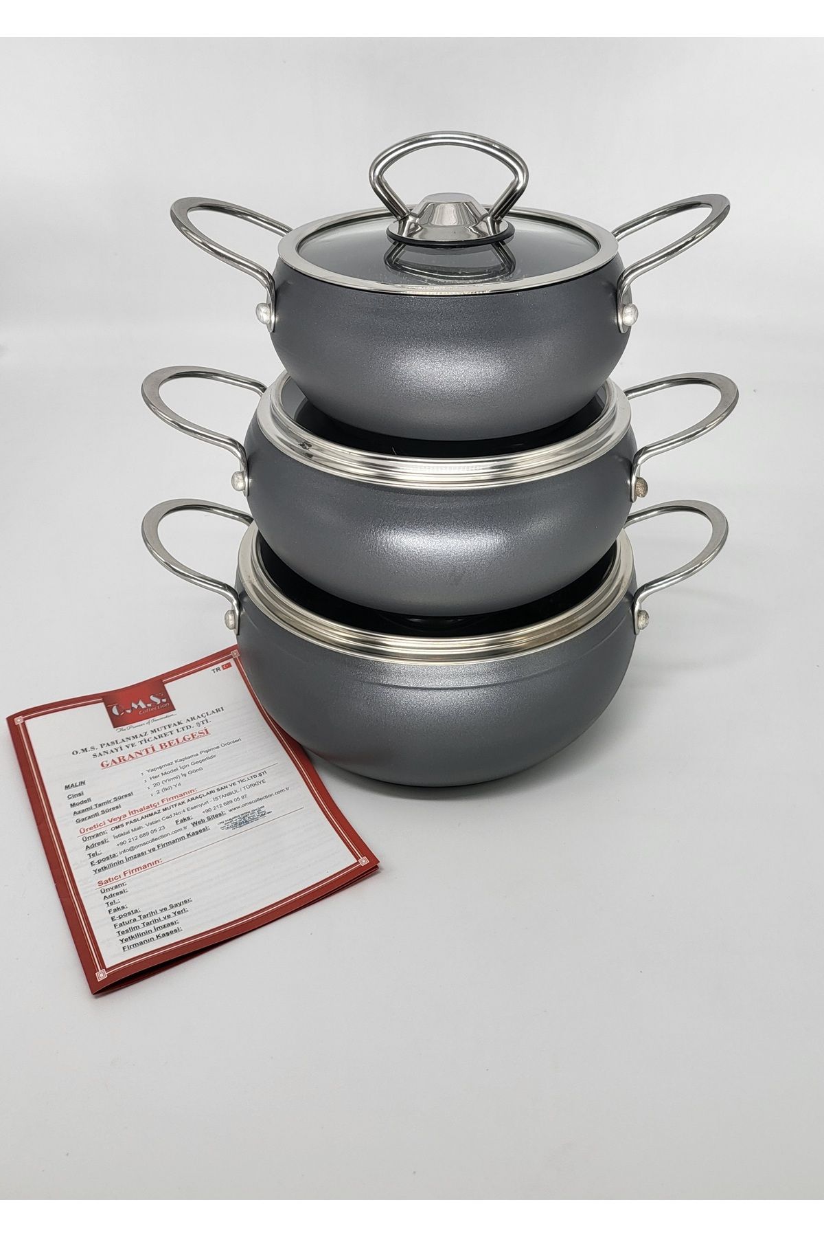 OMS-3554 - 6 قطع، جرانيت حيوي، صحي، طعام كروي صغير، طقم أواني الحساء بلون أنثراسايت 5