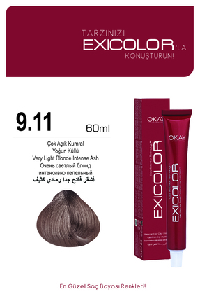 Exicolor 9.11 ÇOK AÇIK KUMRAL YOĞUN KÜLLÜ Kalıcı Krem Saç Boyası 60ml