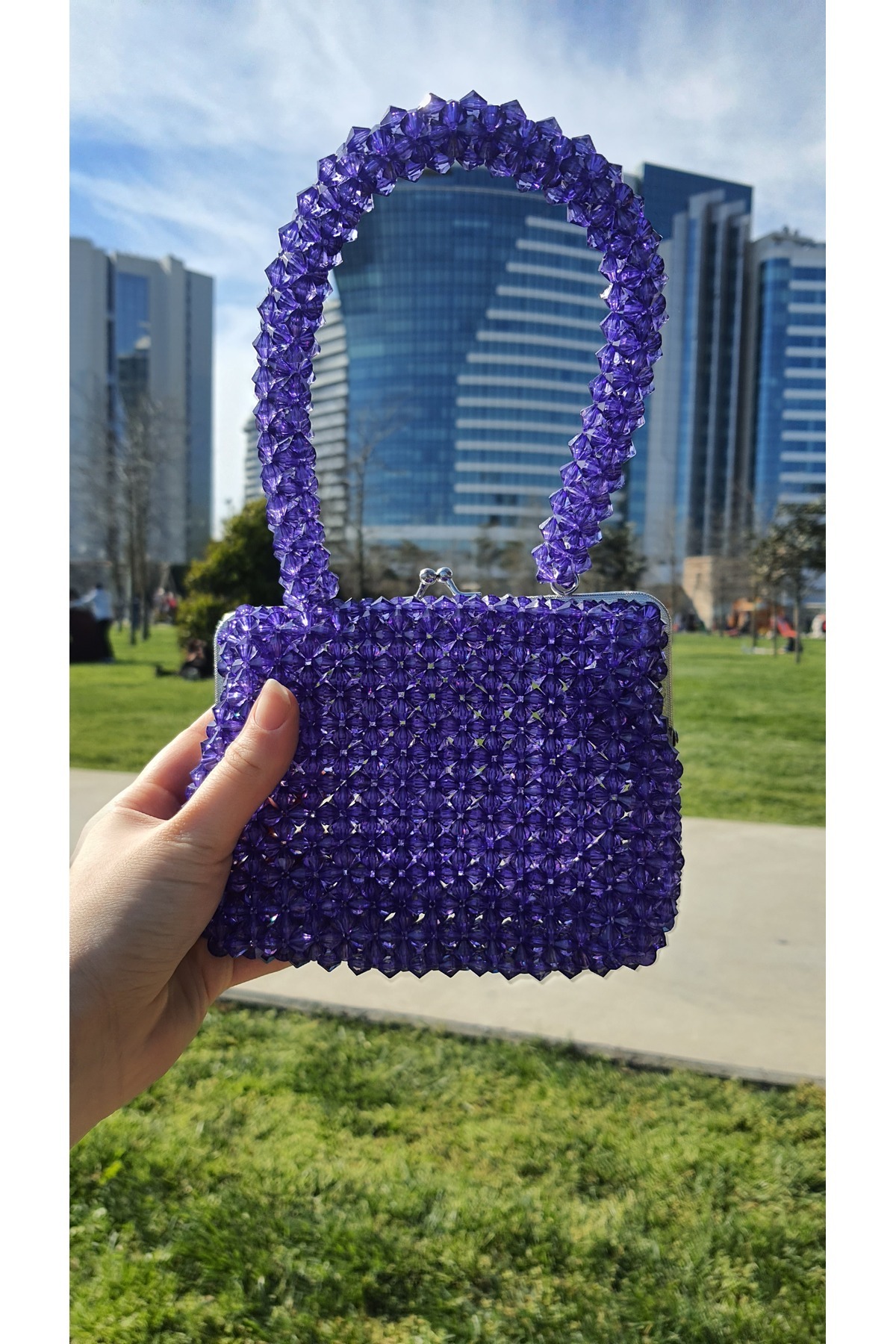 ADASTYLE Boncuk işlemli, Mor reng El çantası, özel tasarım el işlemli ...