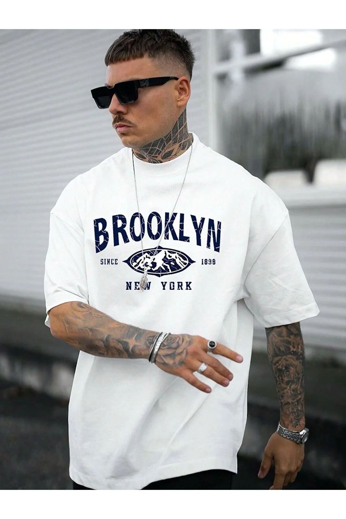 bellanova-تيشيرت مطبوع عليه BROOKLYN مقاس كبير 1