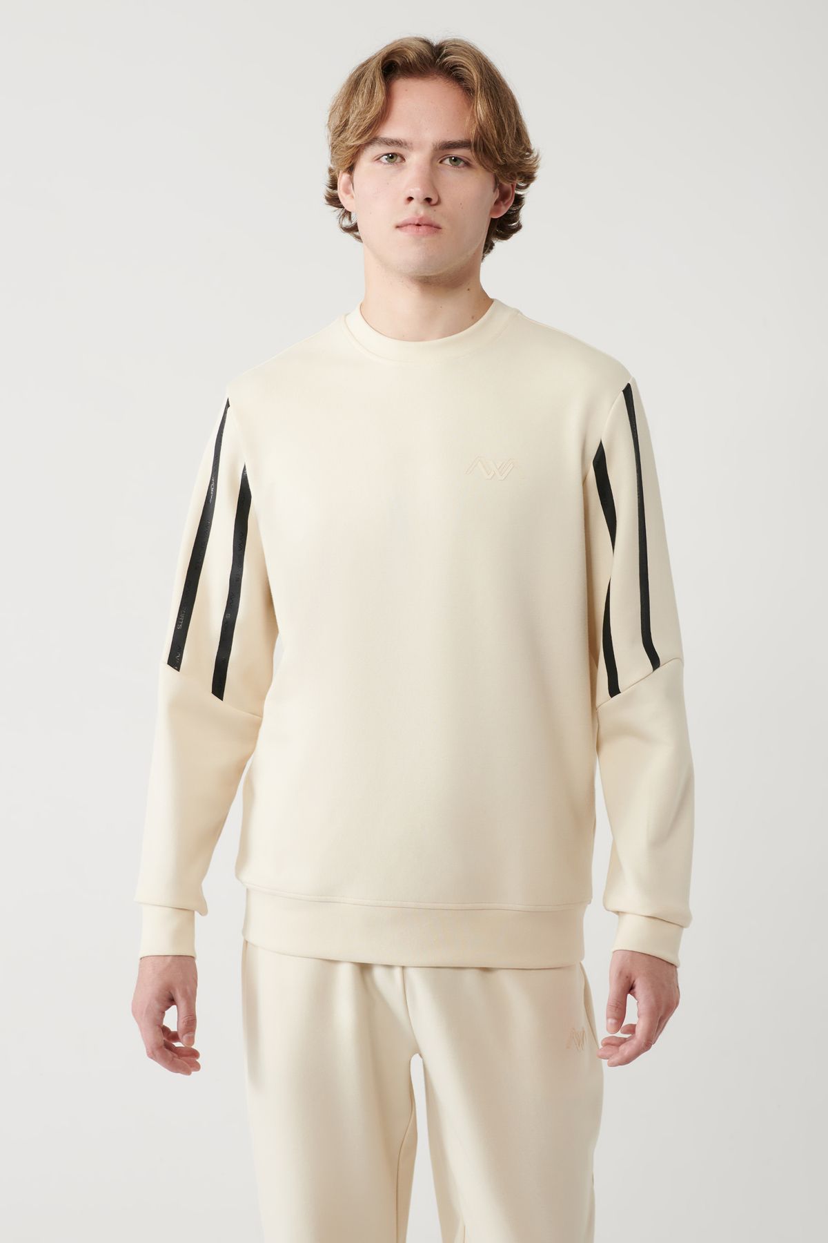 Avva BEIGE MEN Interlok دوچرخه چاپی Yaka Sweatshirt A41y1203