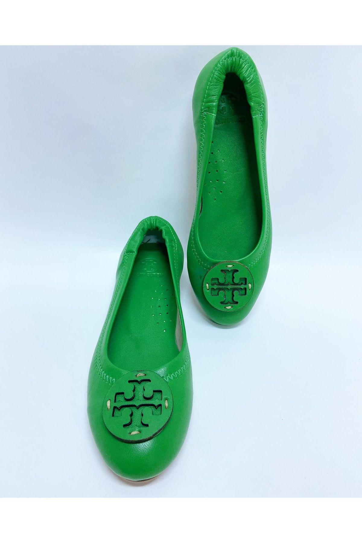 stok83-Women's Green Genuine Leather Ballerinas 4