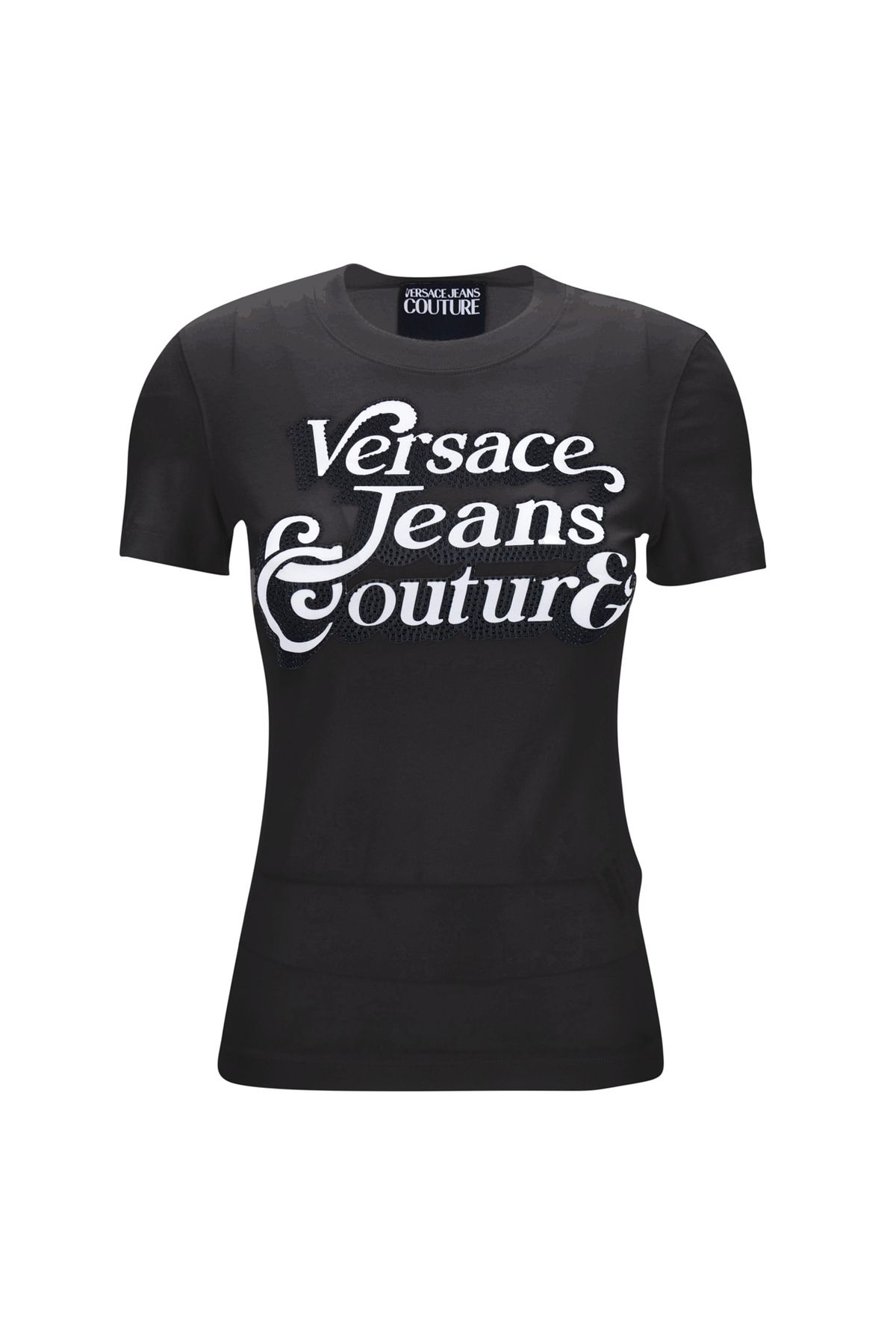 VERSACE JEANS COUTURE Bisiklet Yaka Bask l Siyah Kad n T shirt 75haht16 Fiyat Yorumlar Trendyol