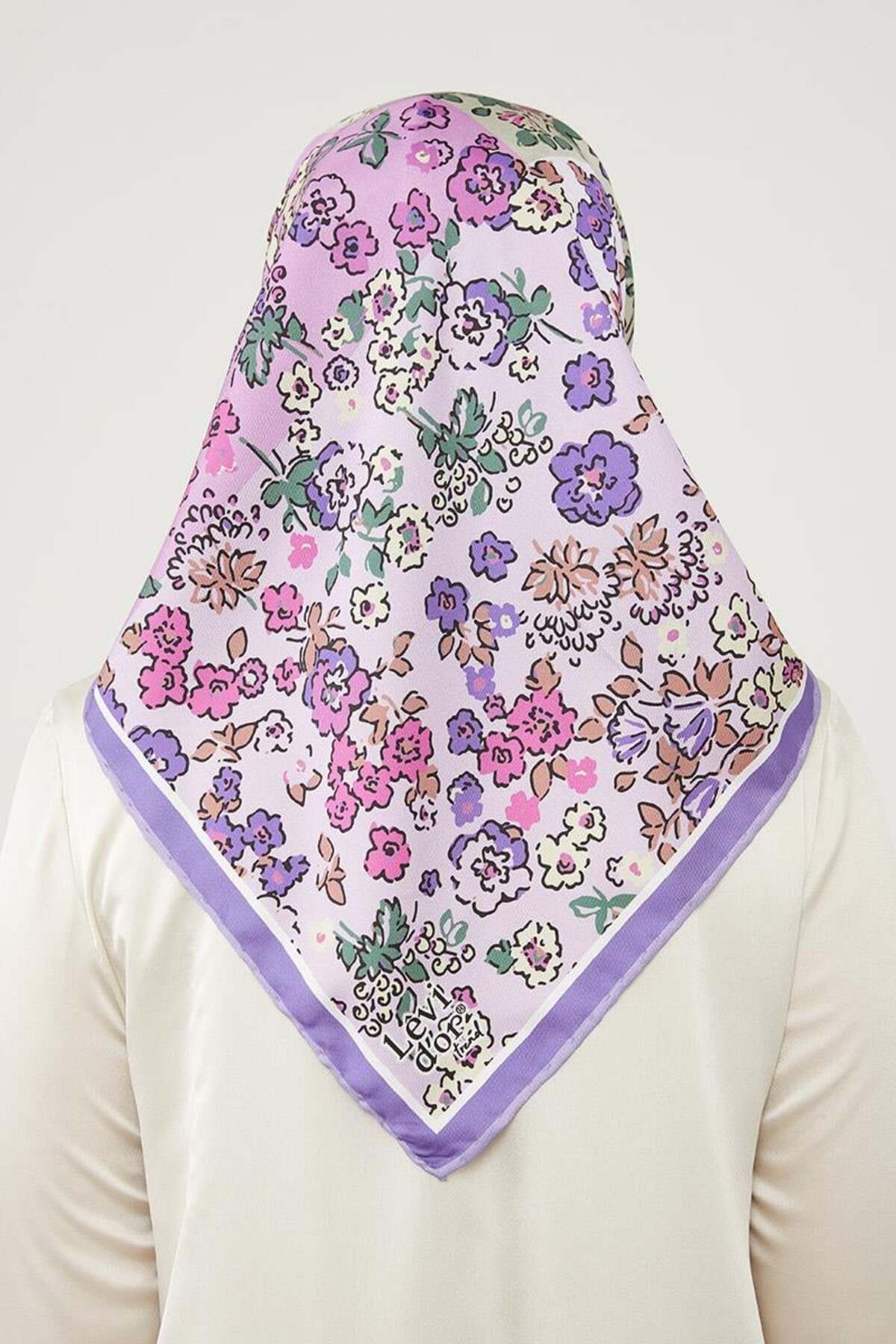 روسری صورتی Twill Trend Flower اورجینال Levidor