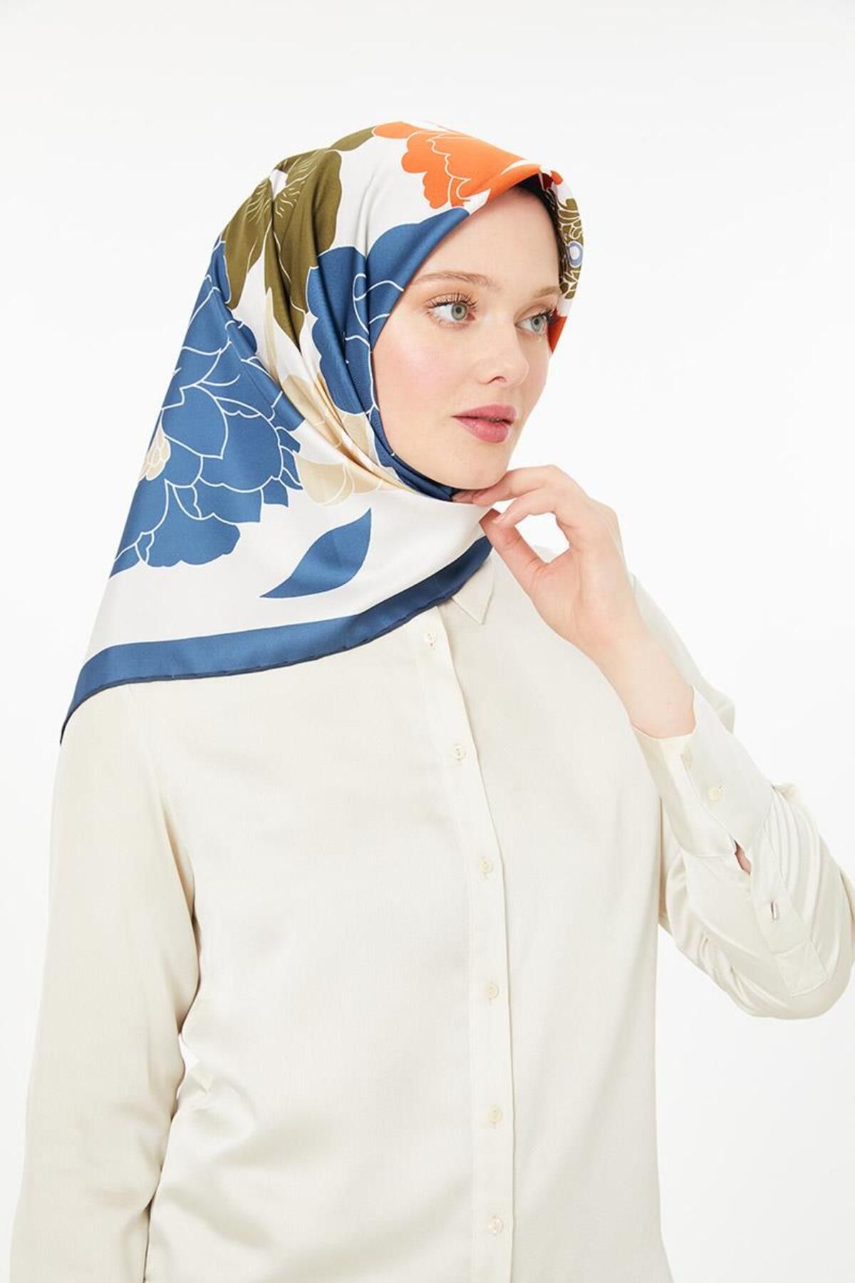 روسری آبی Twill Trend اورجینال Levidor