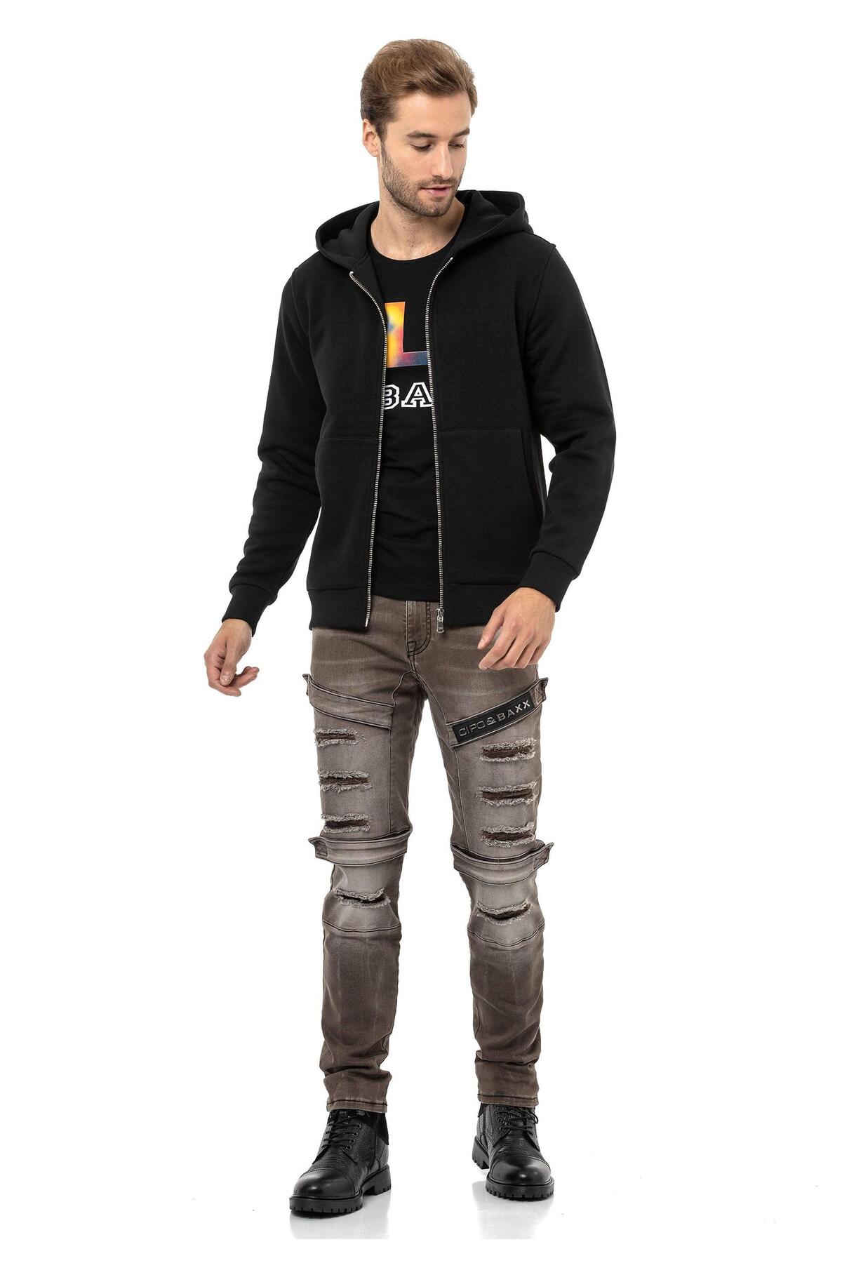 Cipo & Baxx Herren Sweatshirt – Lässiger Streetwear-Pullover Mit Print Für Alltag & Freizeit