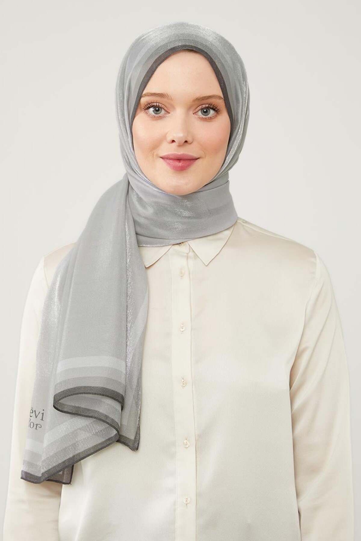 روسری خاکستری A.GRI شال کهربا انتقال رنگ Levidor