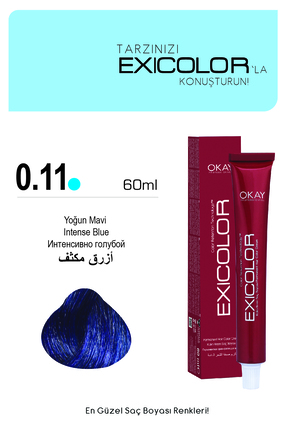 Exicolor MIX 0.11 YOĞUN MAVİ Kalıcı Krem Saç Boyası 60ml