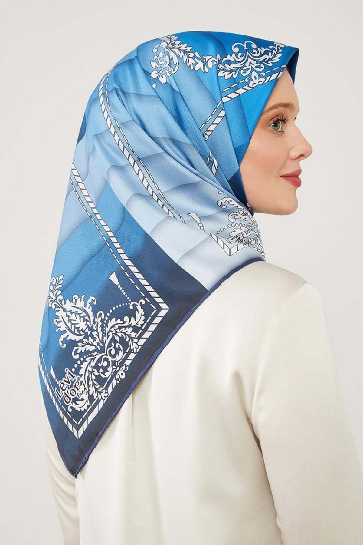 روسری آبی Twill Trend اورجینال Levidor