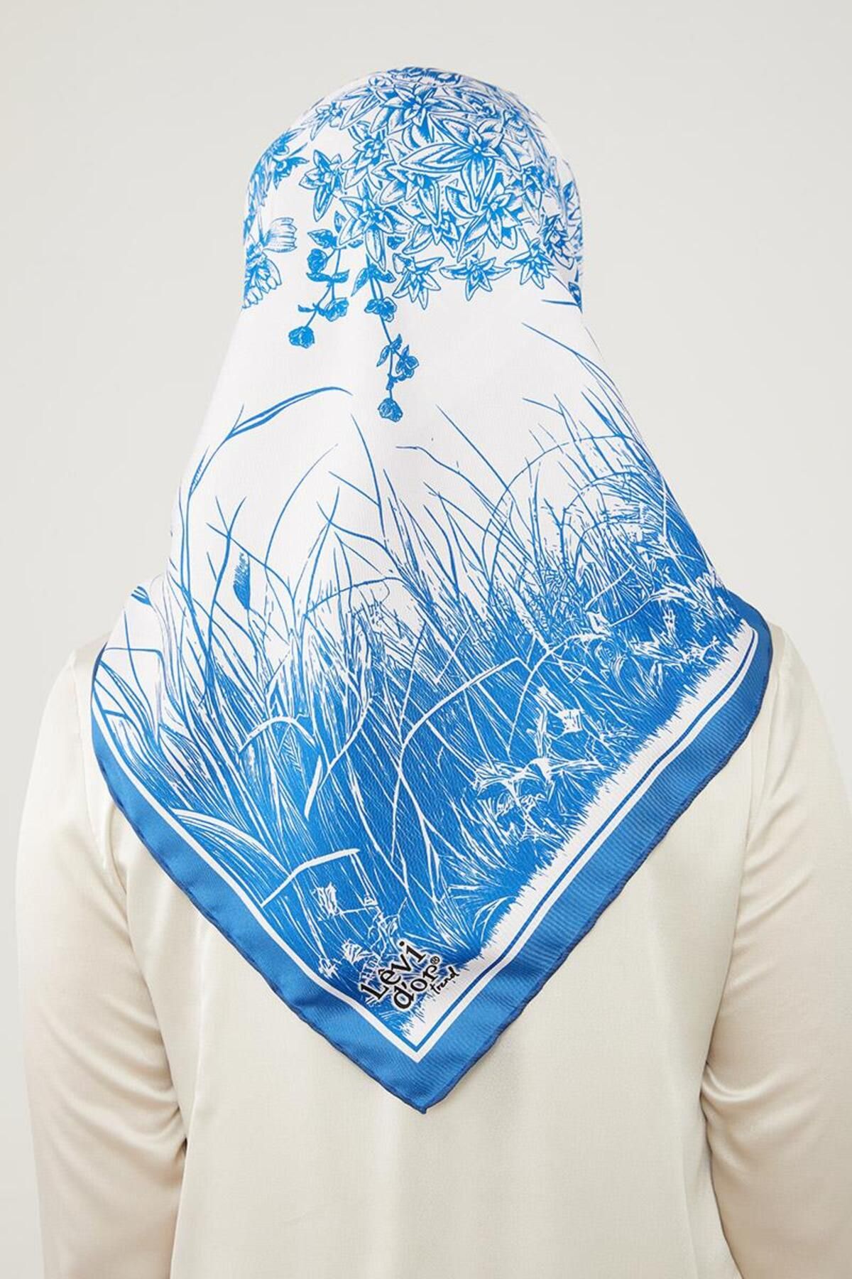 روسری آبی Twill Trend اورجینال Levidor