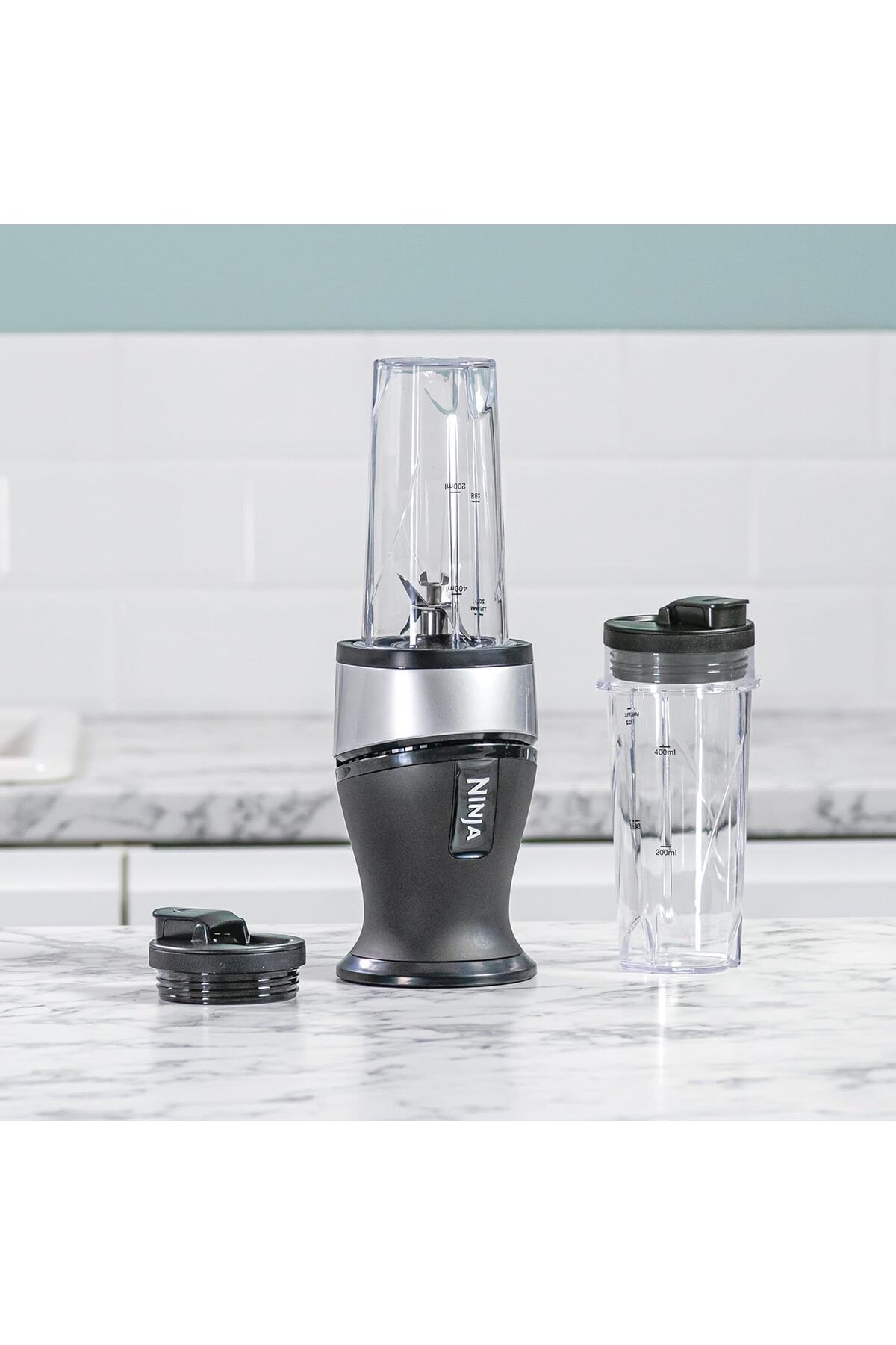 NINJA-700W Slim Blender and Smoothie Maker, 2x 470ml Cups with Lid - Powerful Personal Blender 8