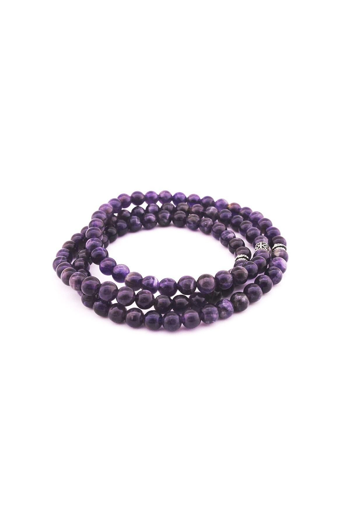 Tesbihane-Both Bracelet - Both Globe Cut 99 Pieces Purple Amethyst Natural Stone Rosary104000291 2