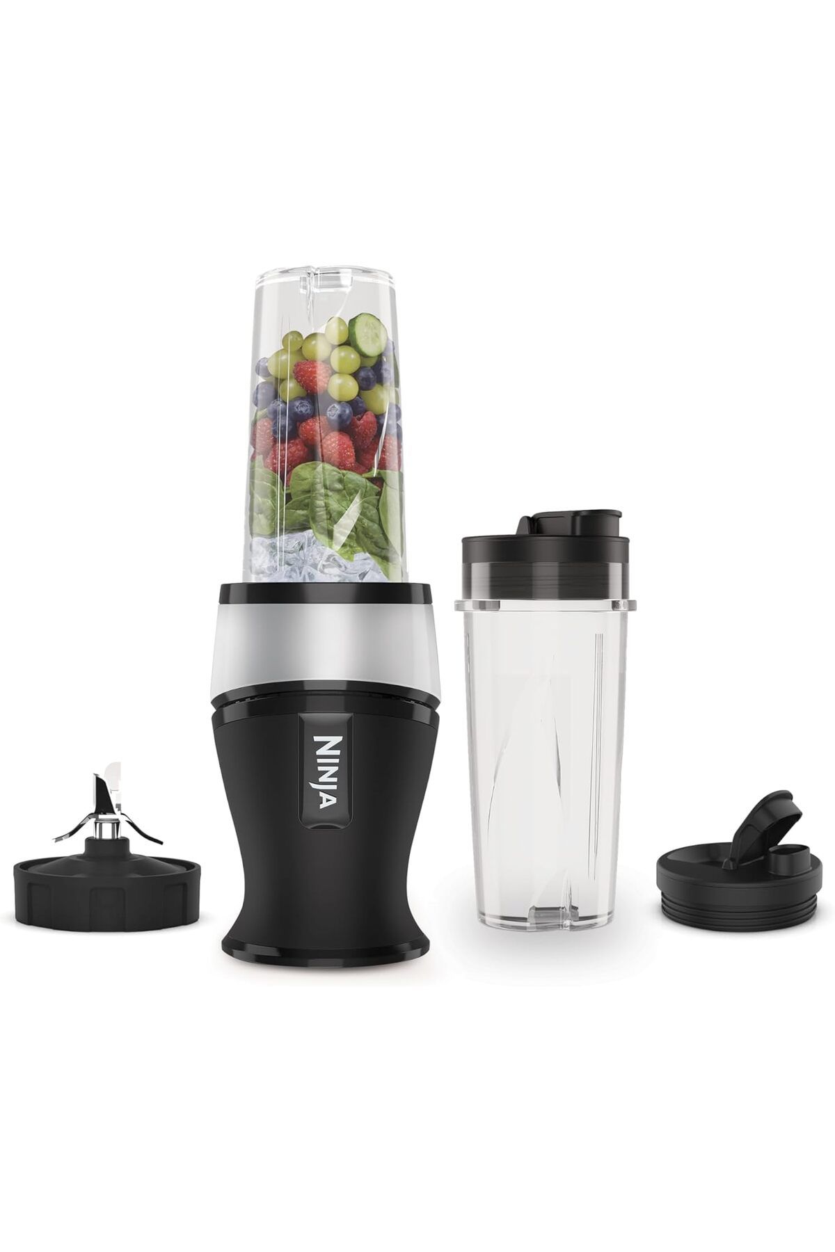 NINJA-700W Slim Blender and Smoothie Maker, 2x 470ml Cups with Lid - Powerful Personal Blender 2