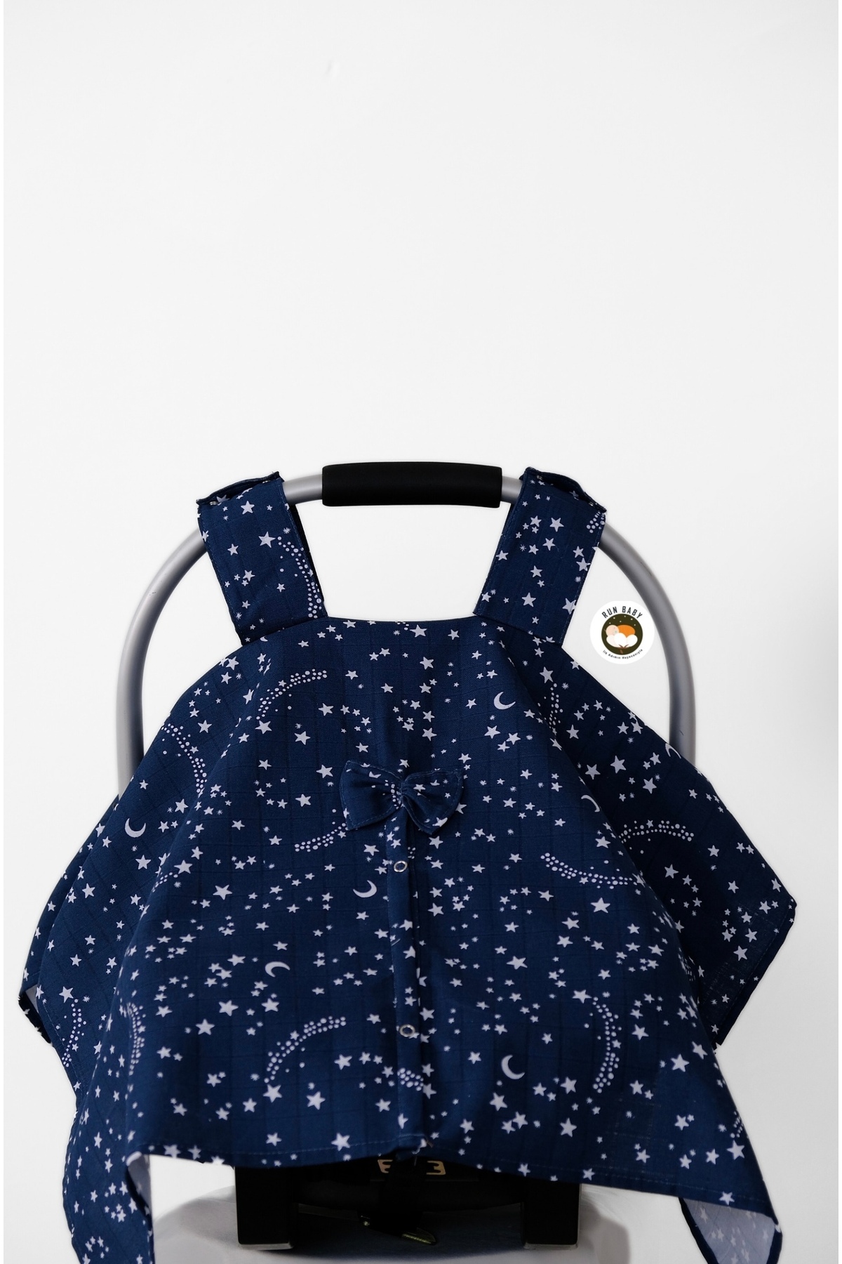 runbaby Run Baby Müslin Kumaş çıt Çıtlı Puset Örtüsü (LACİVERT YILDIZ) 75x100cm fotoğrafı 2 (önizleme)