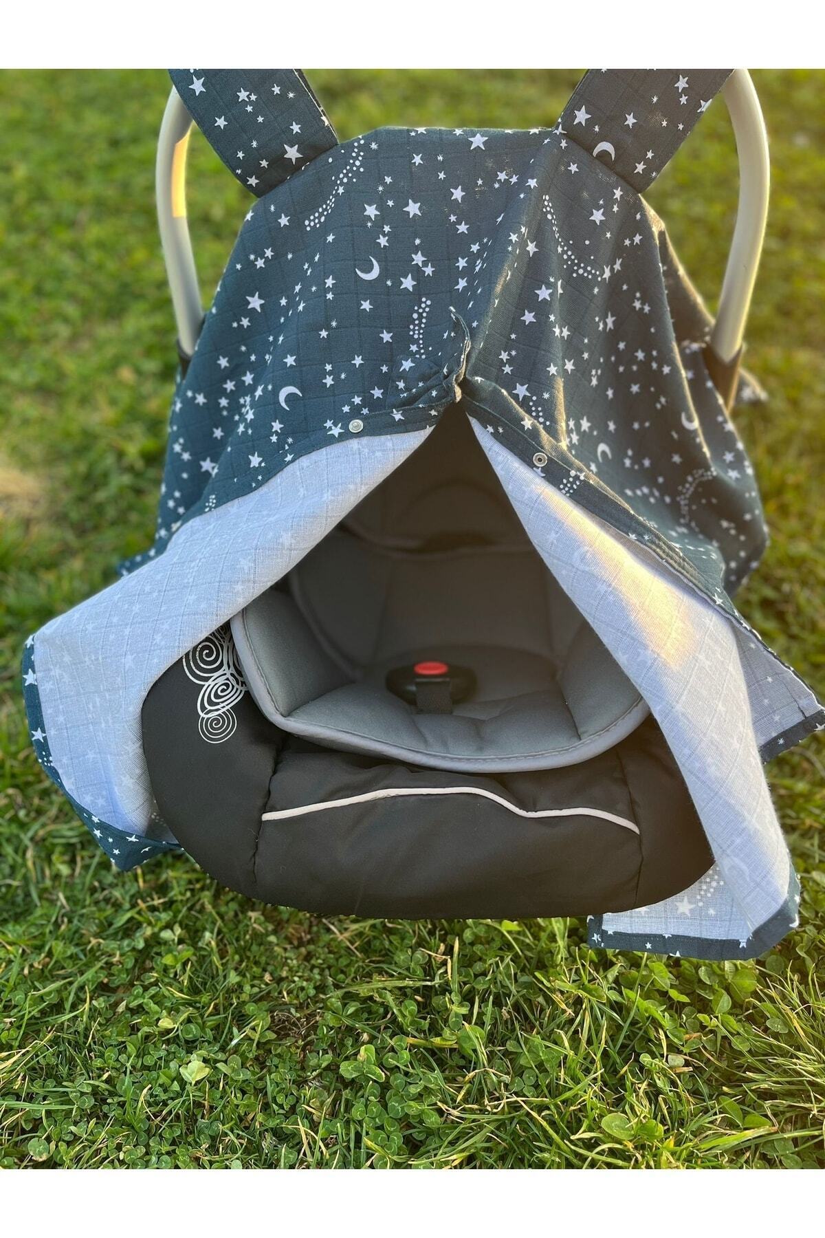 runbaby Run Baby Müslin Kumaş çıt Çıtlı Puset Örtüsü (LACİVERT YILDIZ) 75x100cm fotoğrafı 6 (önizleme)