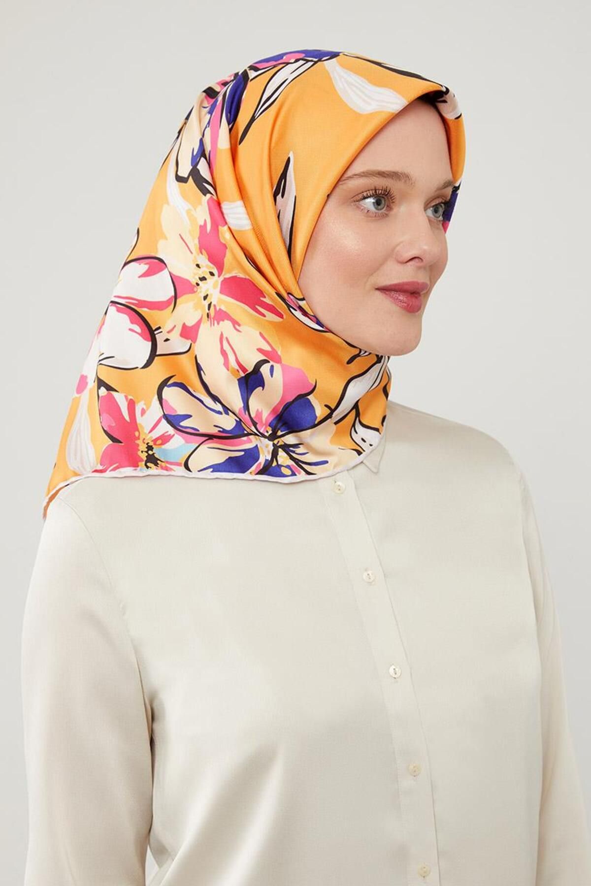 روسری نارنجی Twill Trend اورجینال Levidor