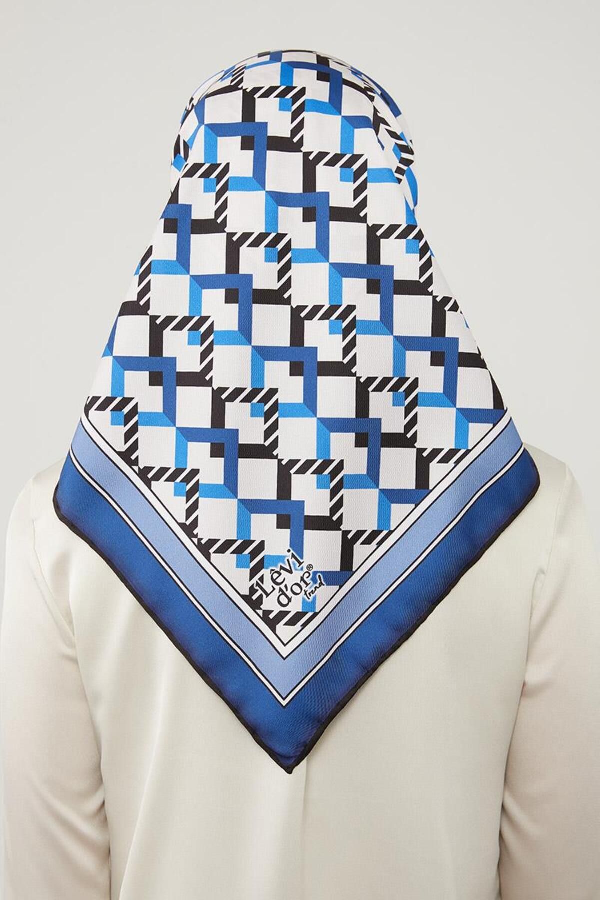 روسری آبی Twill Trend Trendgle Triangle Saks Levidor