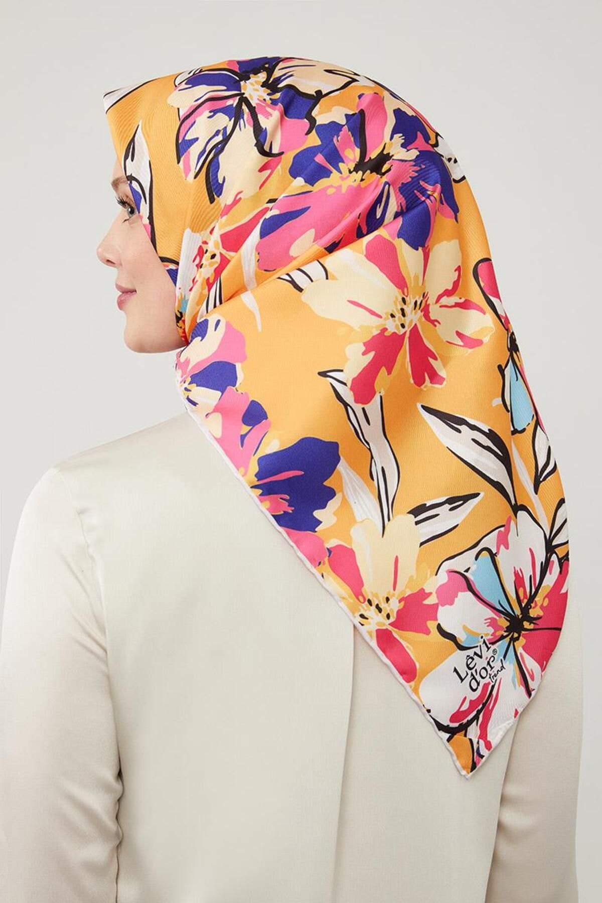 روسری نارنجی Twill Trend اورجینال Levidor