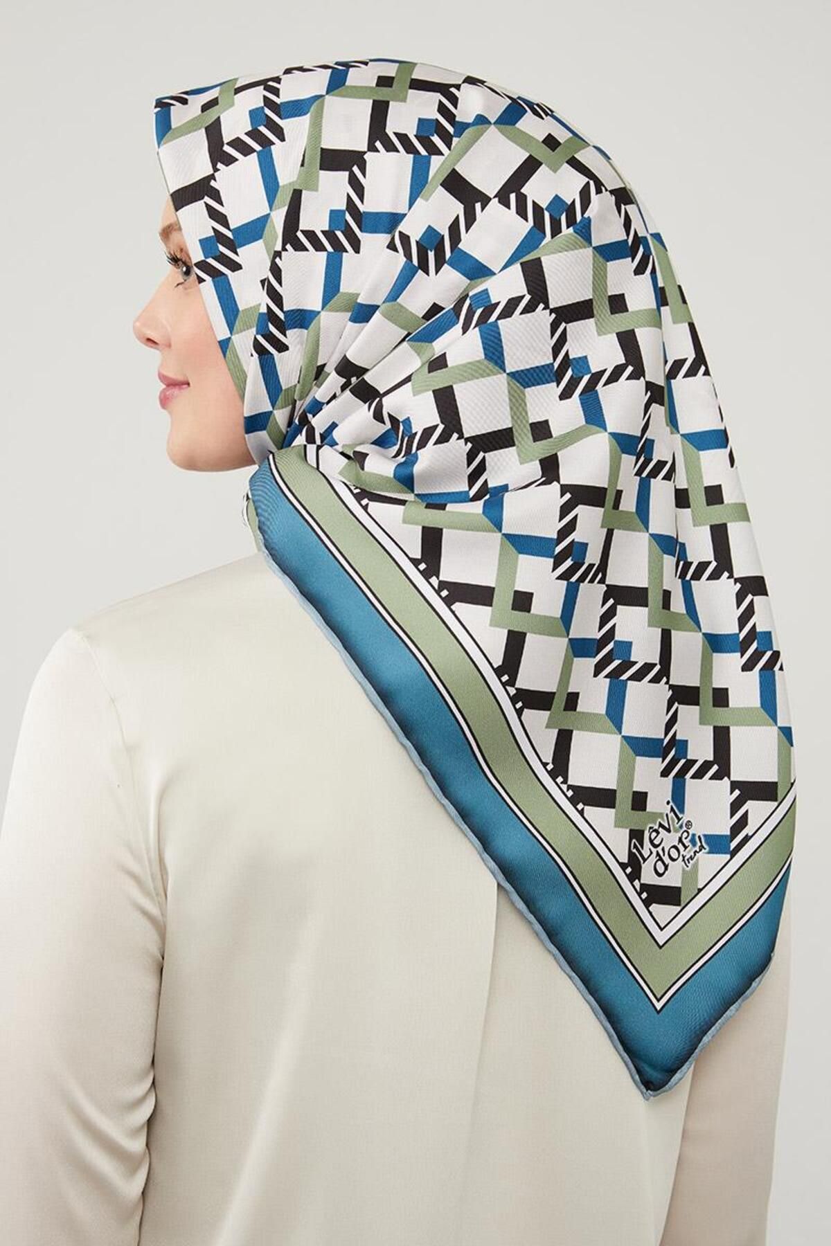 روسری آبی Twill Trendgle مثلث نیلی Levidor