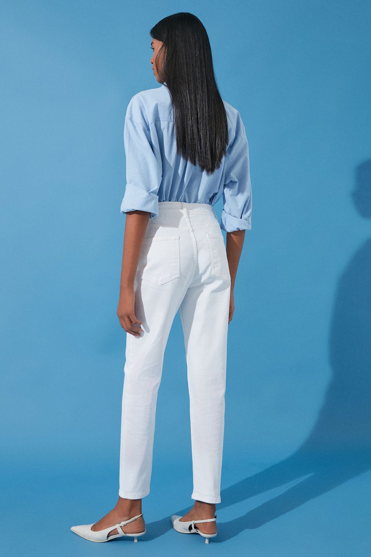 Trendyol Collection-Бели Mom Jeans с висока талия Twoss24Je00122 6