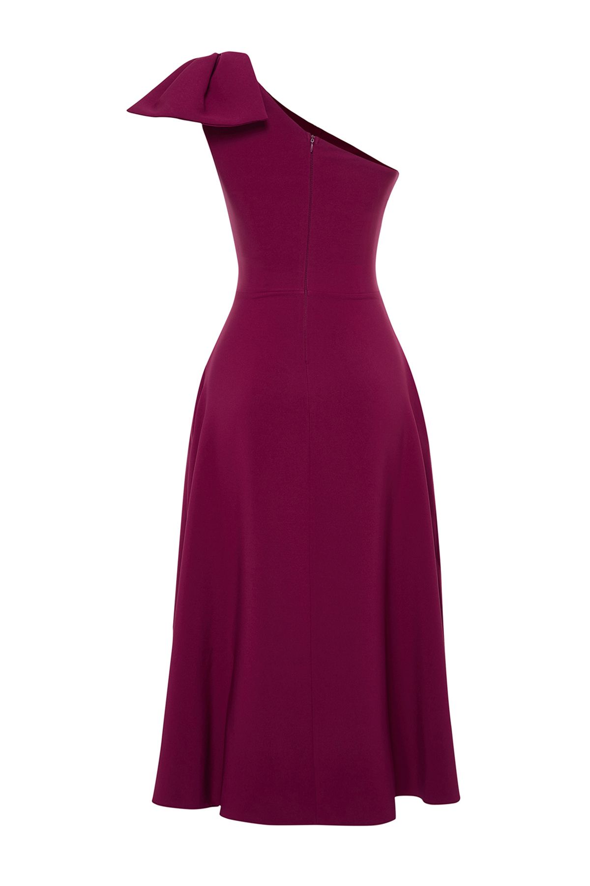 Trendyol Collection-Κομψό υφαντό βραδινό φόρεμα - Plum A-Cut, Λεπτομέρεια φιόγκου TPRSS24EL00105 8