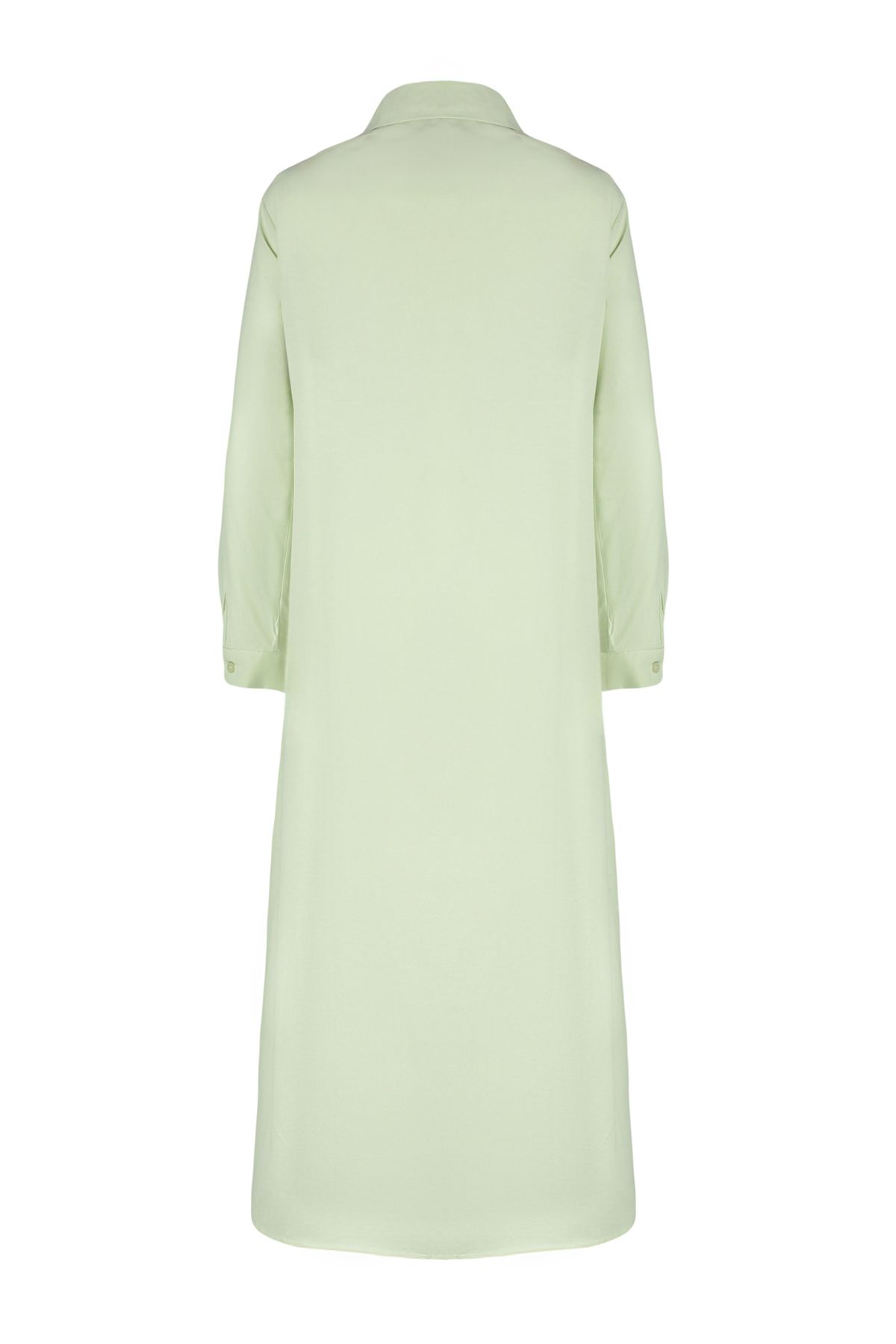 Trendyol Modest-Light Khaki Buttoned Woven Shirt Dress Tctss24Eb00137 8
