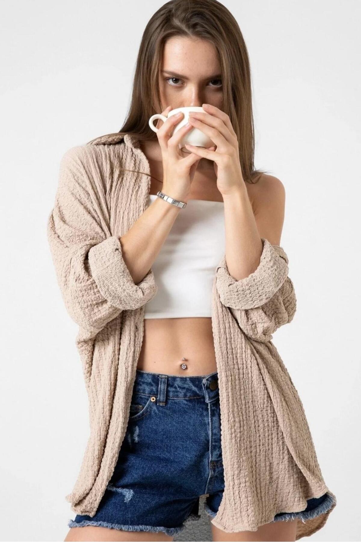 NUDEQUEEN TERA KRİNKIL GÖMLEK - Fiyatı, Yorumları