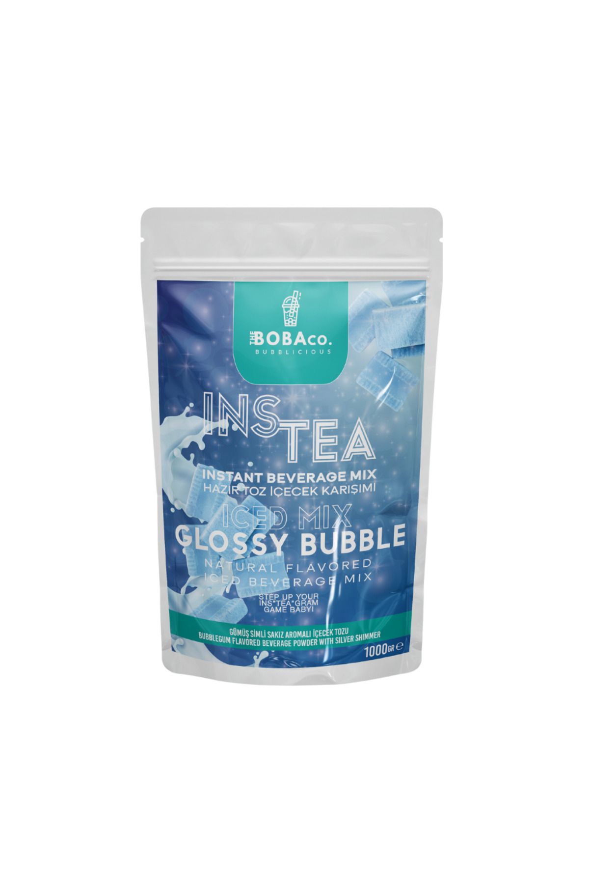 TheBobaCo. Bubblicious Instea Glossy Bubble - Gümüş Tozlu ve Bubblegum Aromalı Soğuk Çay Karışımı