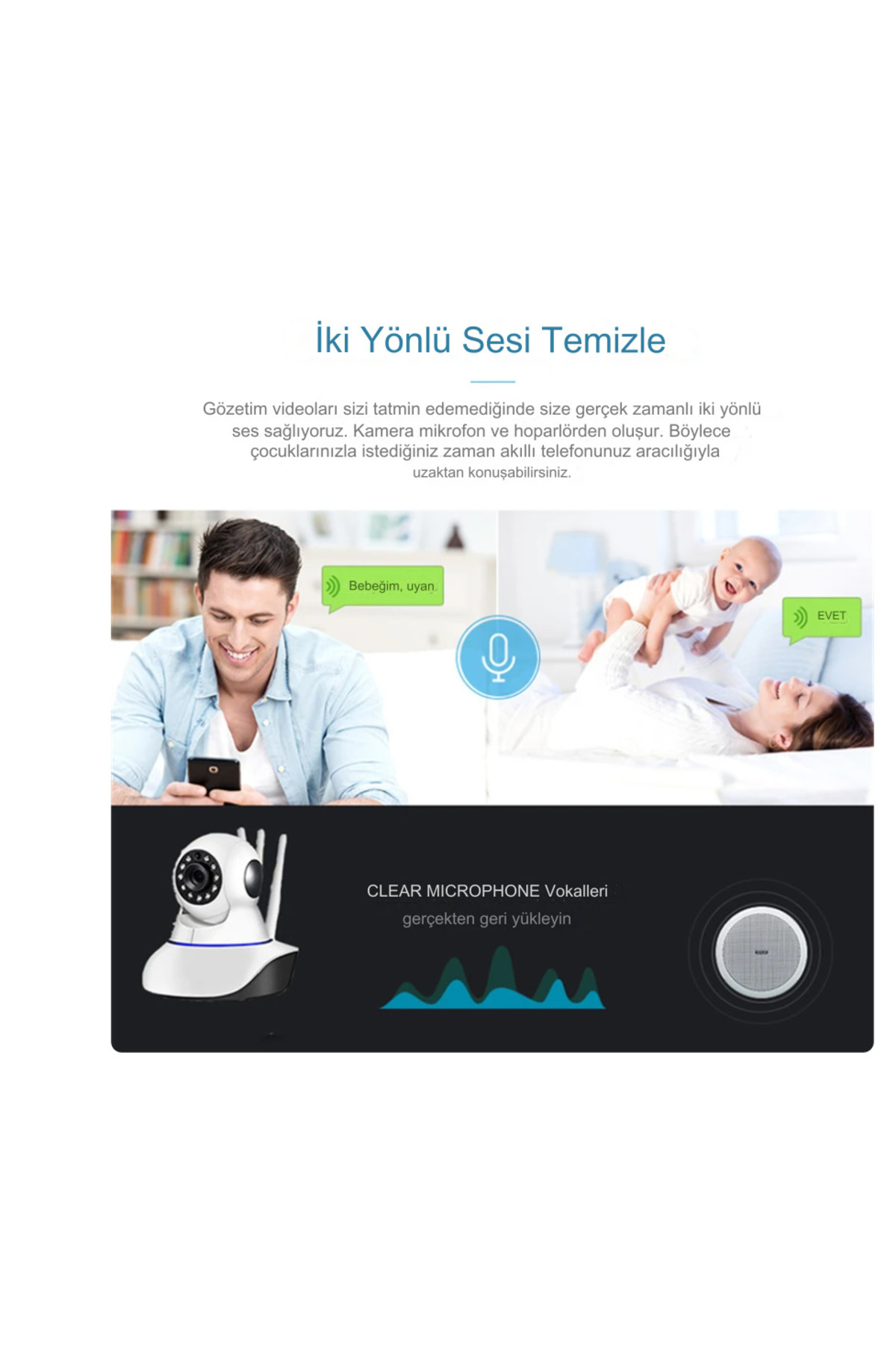 qasul Yapay Zekalı Hareket Takip Sensörlü Sesli Canlı İzlenebilen Bebek ,Bakıcı,Ev,Ofis Güvenlik Kamerası fotoğrafı 6 (önizleme)