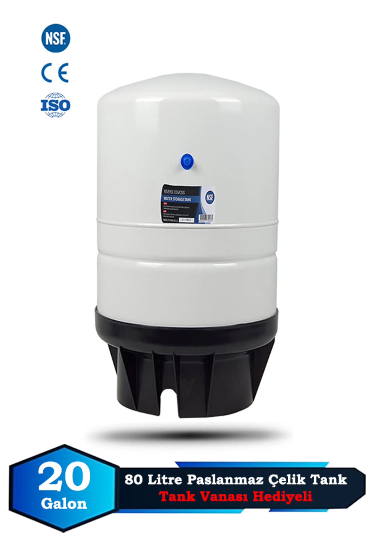 Sumarkt Su Arıtma Cihazı Metal Genleşme Su Tankı 80 Lt NSF Belgeli Su Arıtma Deposu Tank Vanası